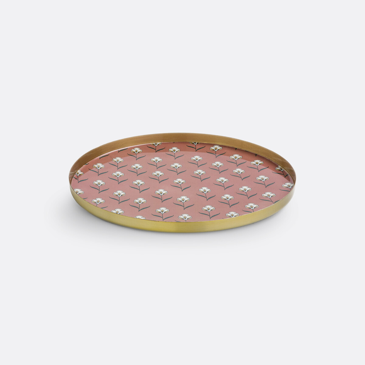 Plateau rond métal acier imprimé, Ditsy