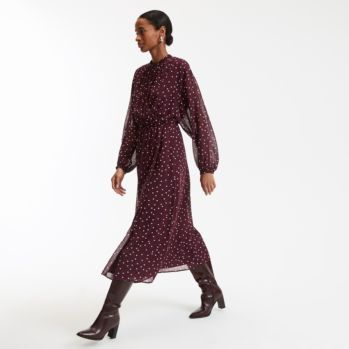 Polka Dot Maxi Wrapover Dress,, LA REDOUTE COLLECTIONS