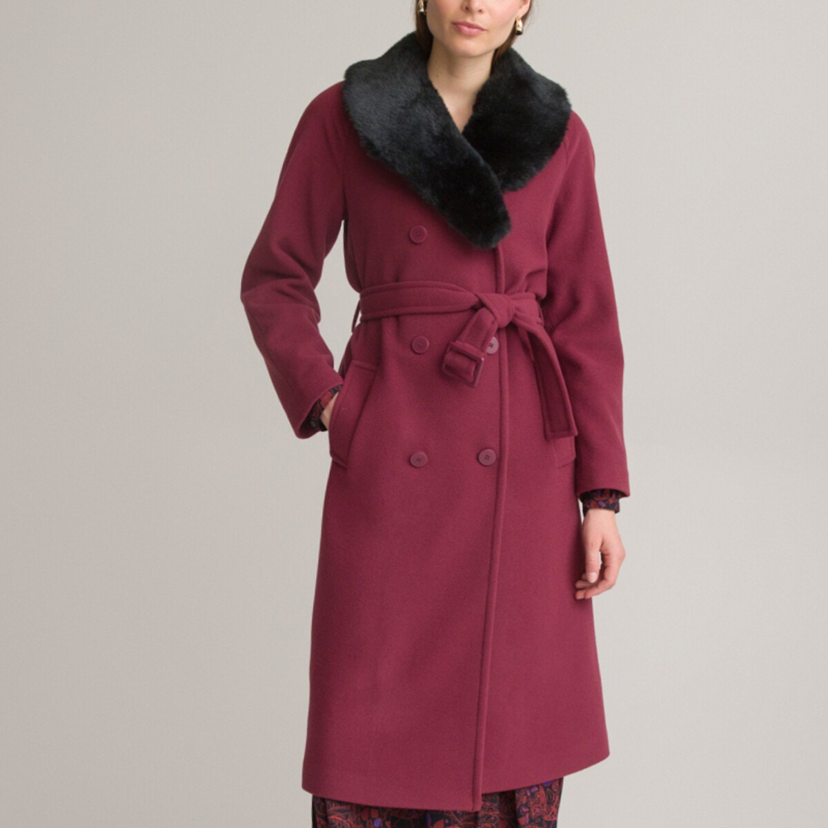 Manteau femme rouge best sale laine