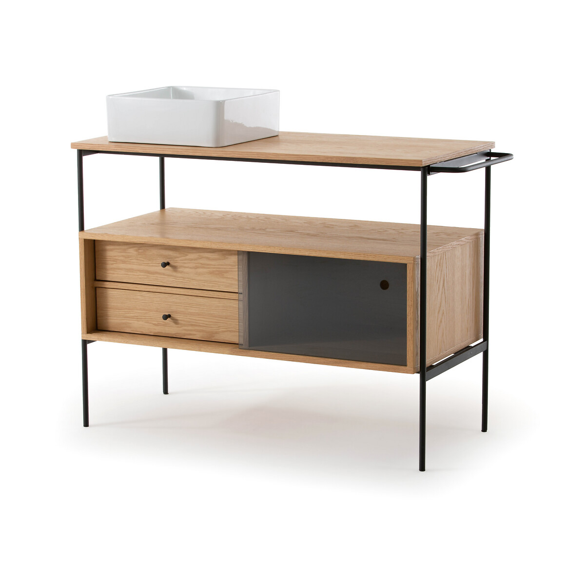 Product photograph of Nyio Oak Bathroom Vanity Unit L100cm from La Redoute UK.