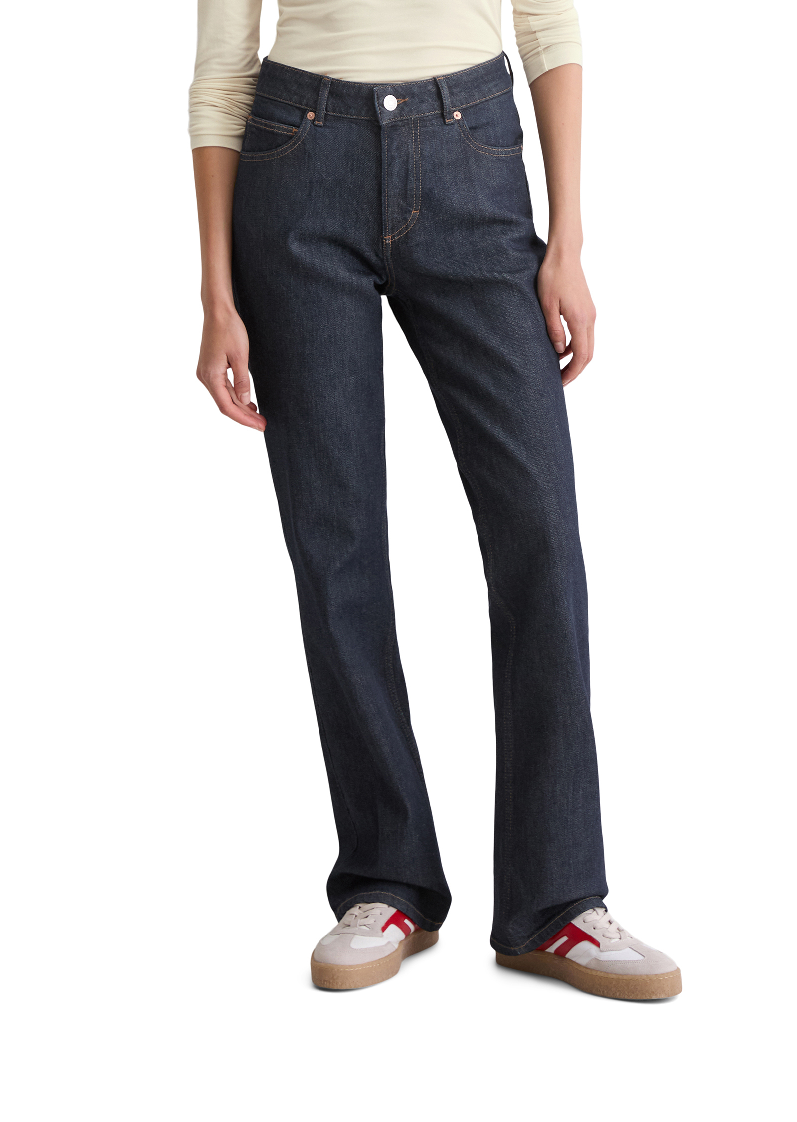 Jeans modèle Kiruna flared en coton organique mélangé stretch, MARC O'POLO
