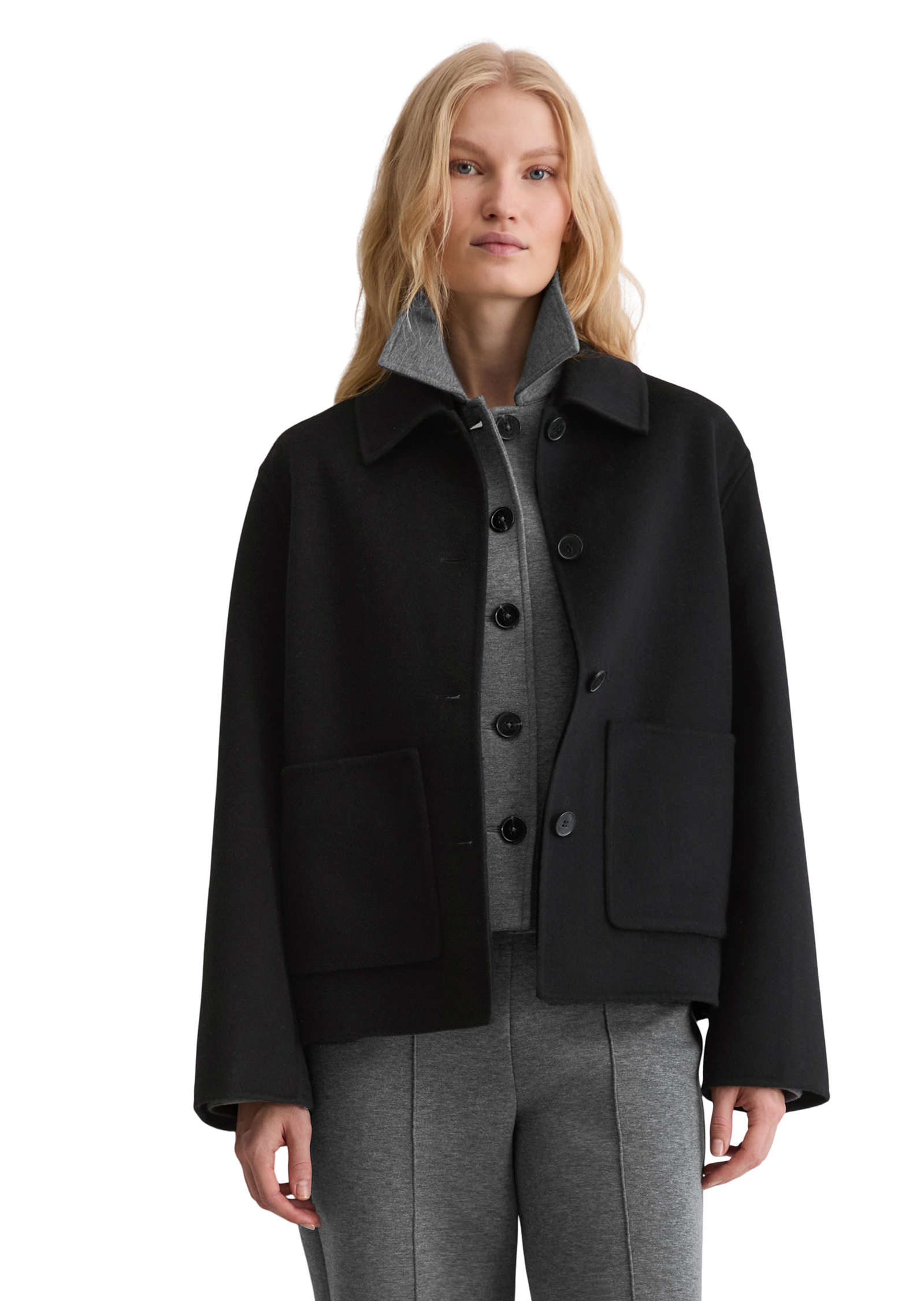 Veste chemise regular en double face de laine noble, MARC O'POLO