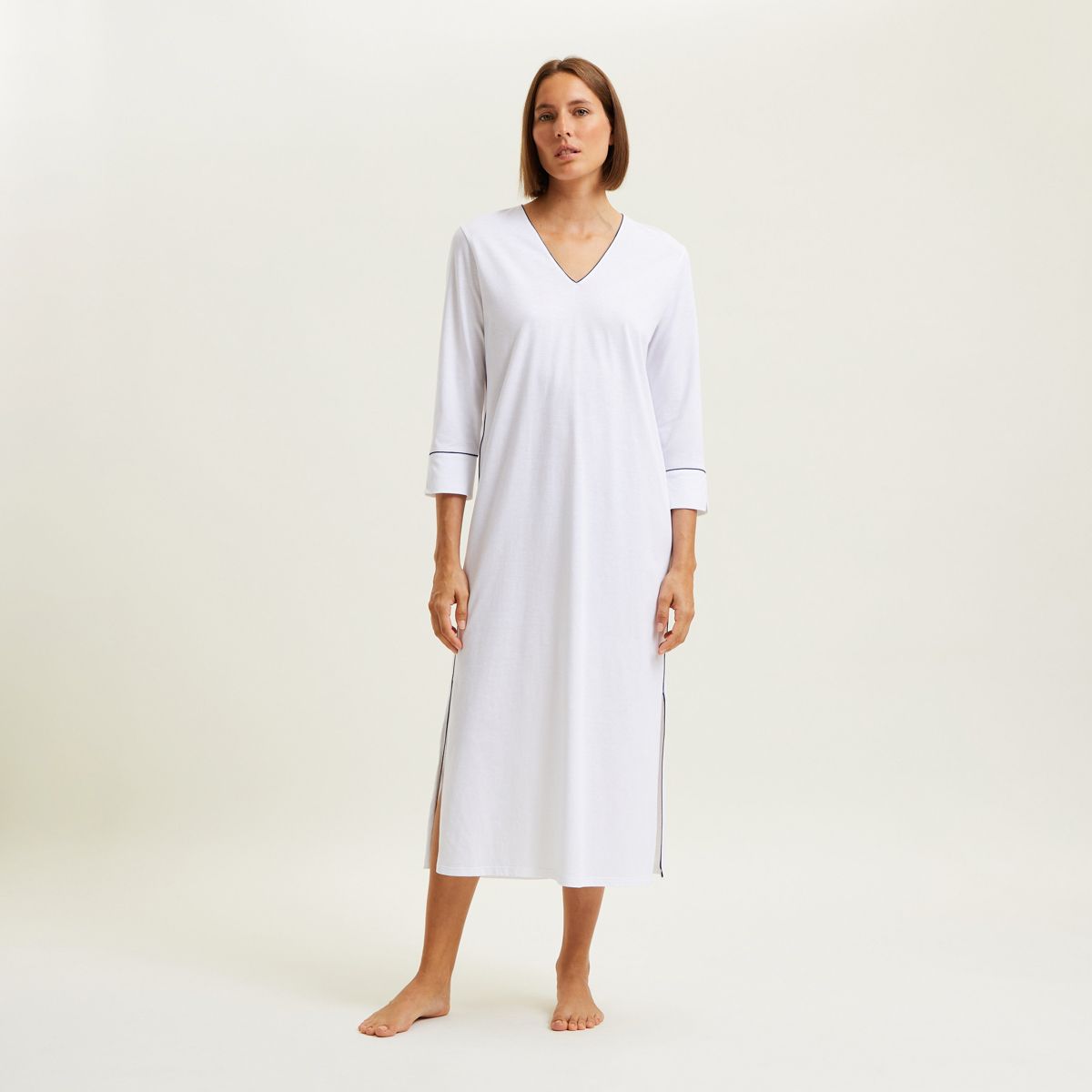 Chemise de nuit top blanche longue