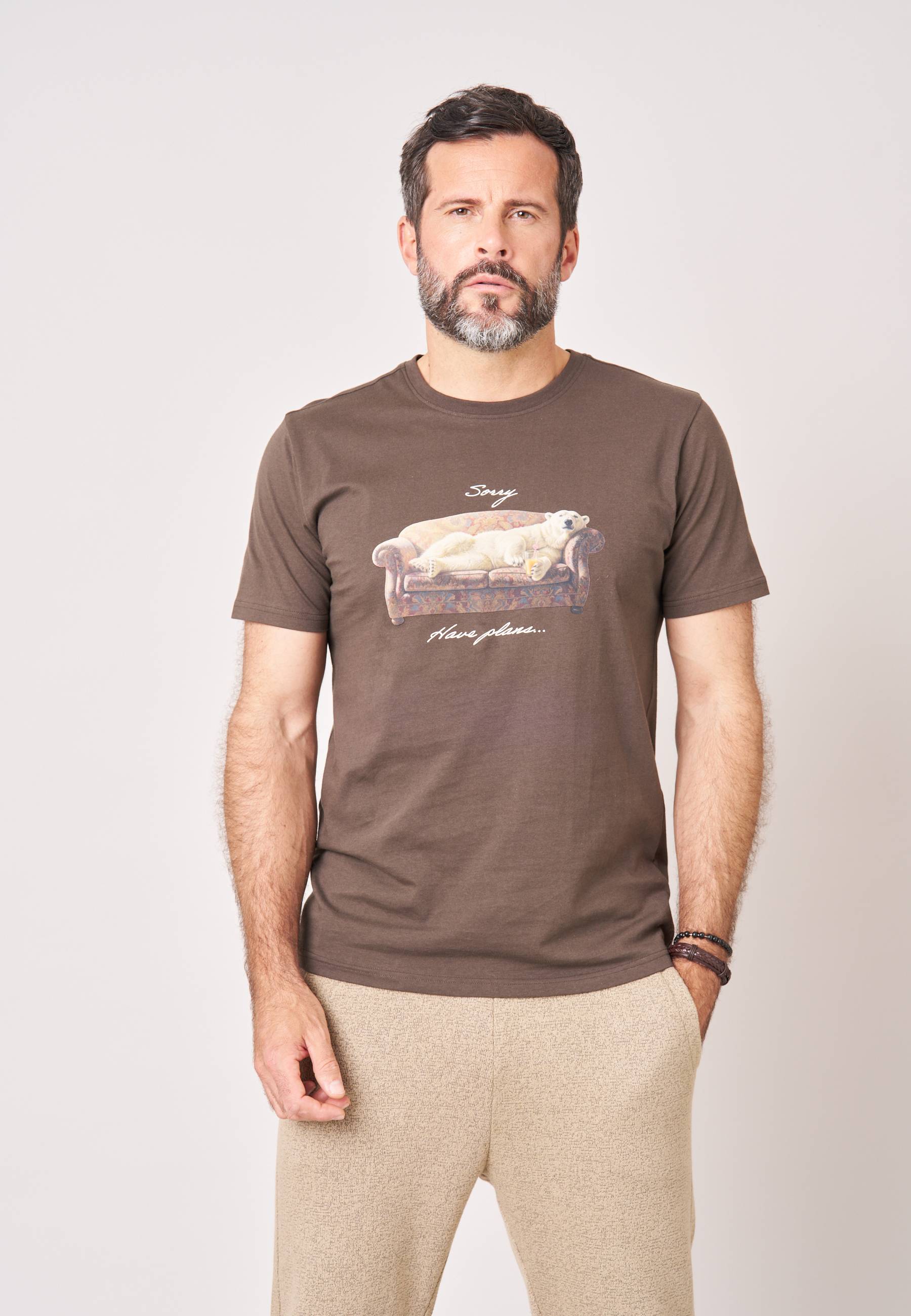 T-shirt regular homme en 100% coton imprimé ours sur canapé YOREK, DEELUXE