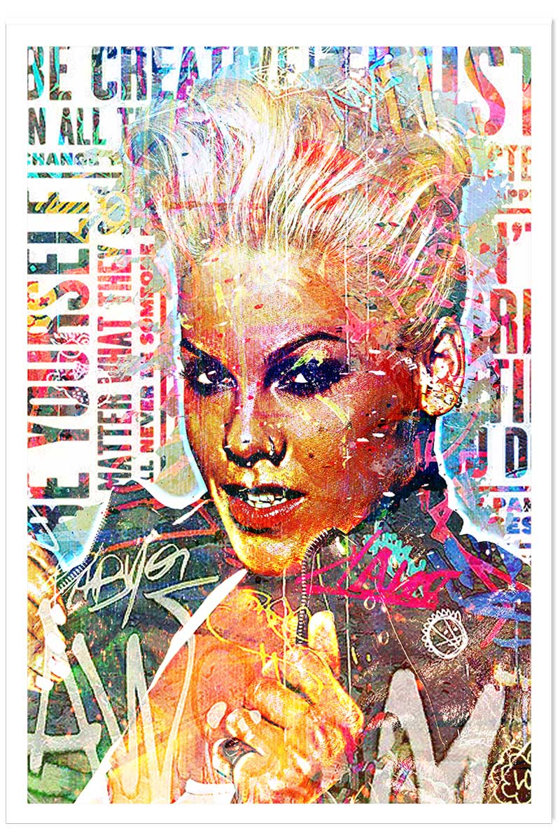 Affiche illustration graffiti pink, HEXOA