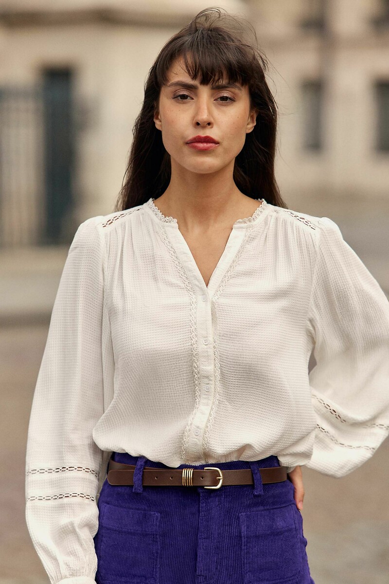 Blouse col V, détails dentelle, BROOKIE, LA PETITE ETOILE