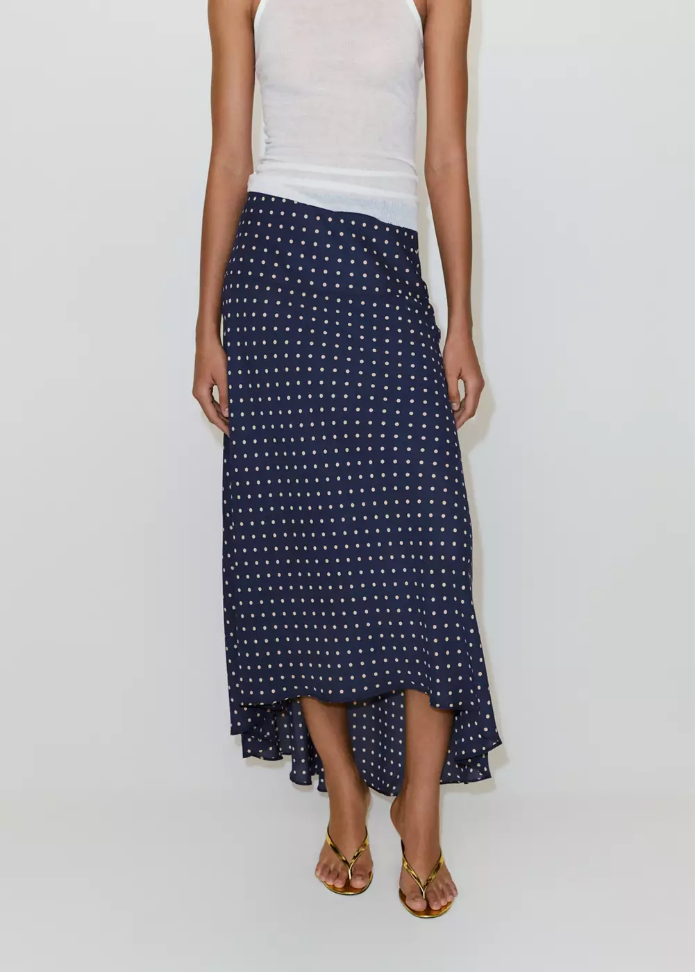Jupe à pois bas asymétrique, MANGO