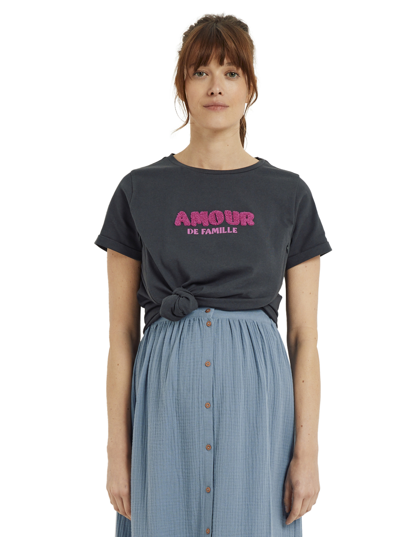 Tee-shirt grossesse et allaitement à message en coton bio, VERTBAUDET