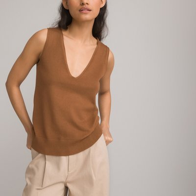 Basic tanktop in tricot, V-hals LA REDOUTE COLLECTIONS