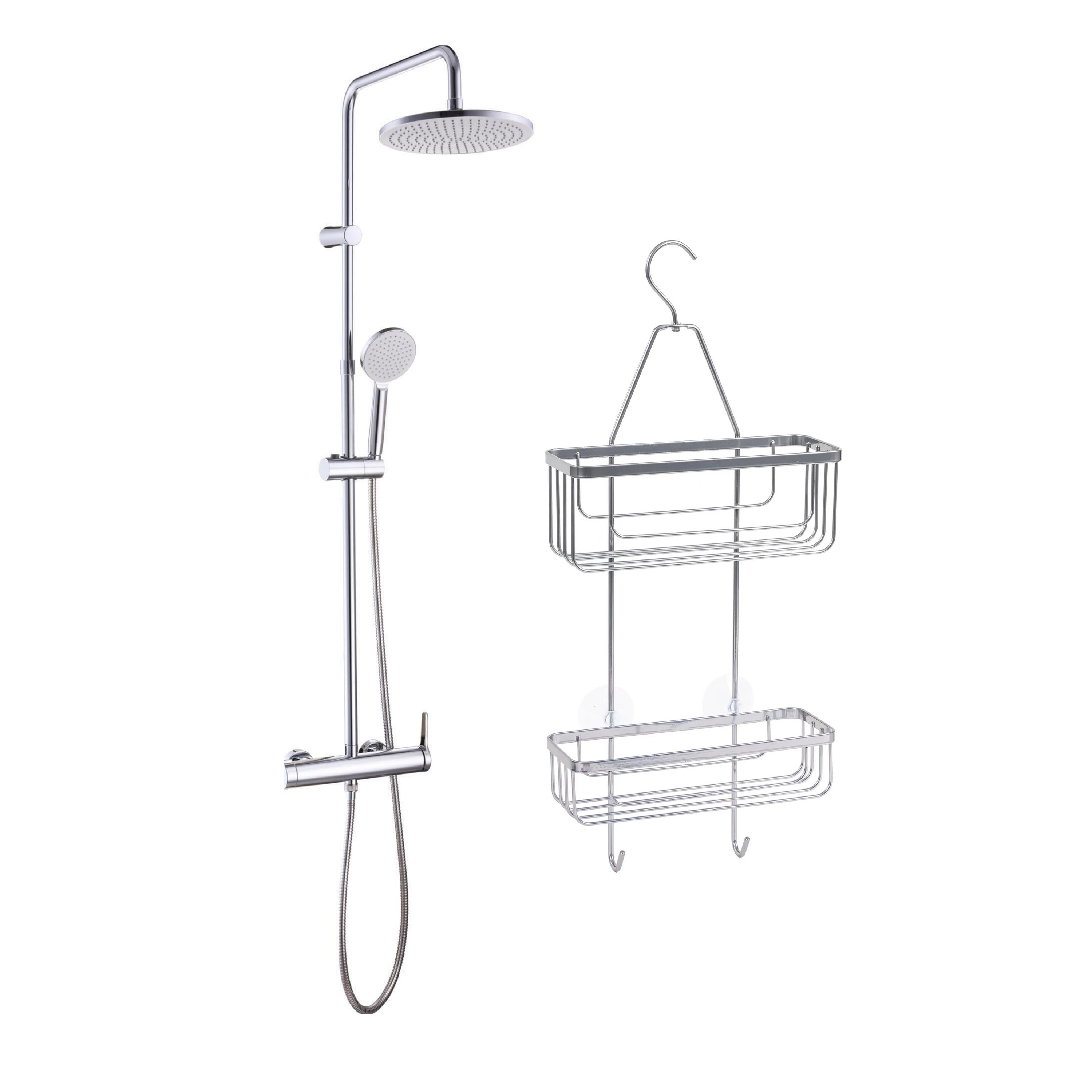 Colonne de douche avec mitigeur et étagère, ESSENTIAL, SENSEA