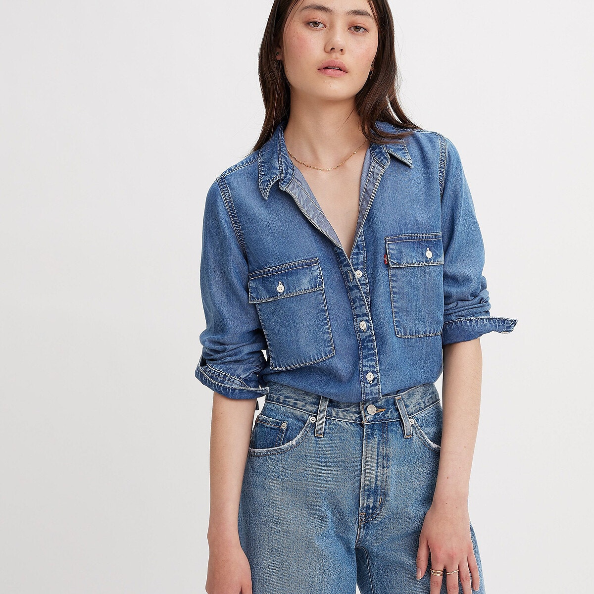 Chemise jean lyocell femme new arrivals