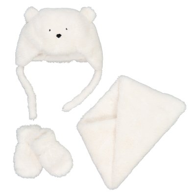 Recycled Teddy Faux Fur Hat, Snood and Mittens Set LA REDOUTE COLLECTIONS