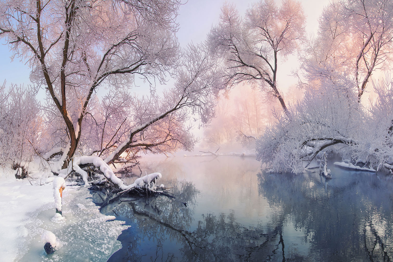 Tableau paysage Christmas lac, HEXOA