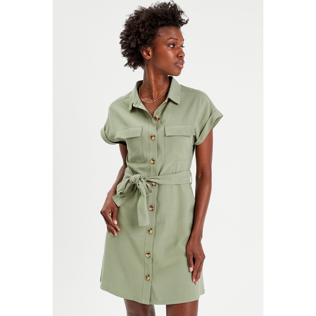 Robe chemise verte La Redoute