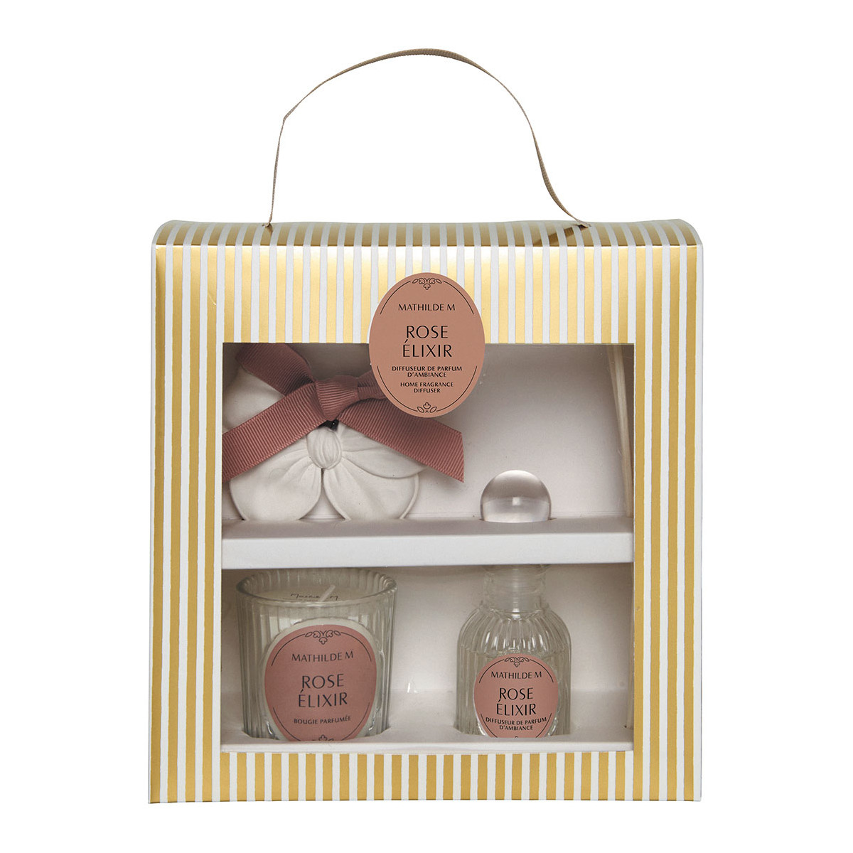Coffret diffuseur bougie décor Rose Élixir, MATHILDE M