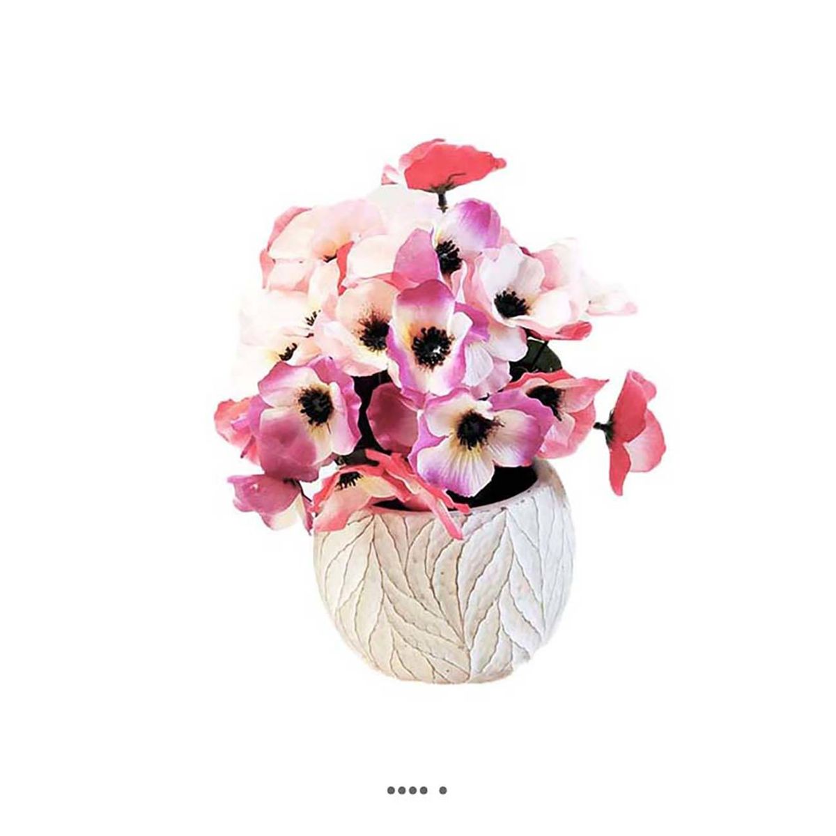 Composition fleurs artificielles pour colombarium pot blanc béton pensées h  27 cm d 23 cm rose - couleur: rose fushia Artificielles | La Redoute