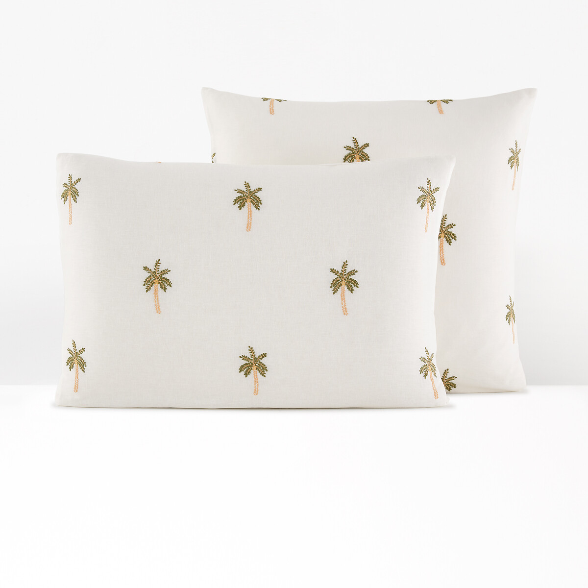 Ravenel Embroidered Palm Cotton & Washed Linen Pillowcase