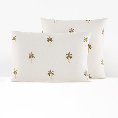 Ravenel Embroidered Palm Cotton & Washed Linen Pillowcase LA REDOUTE INTERIEURS