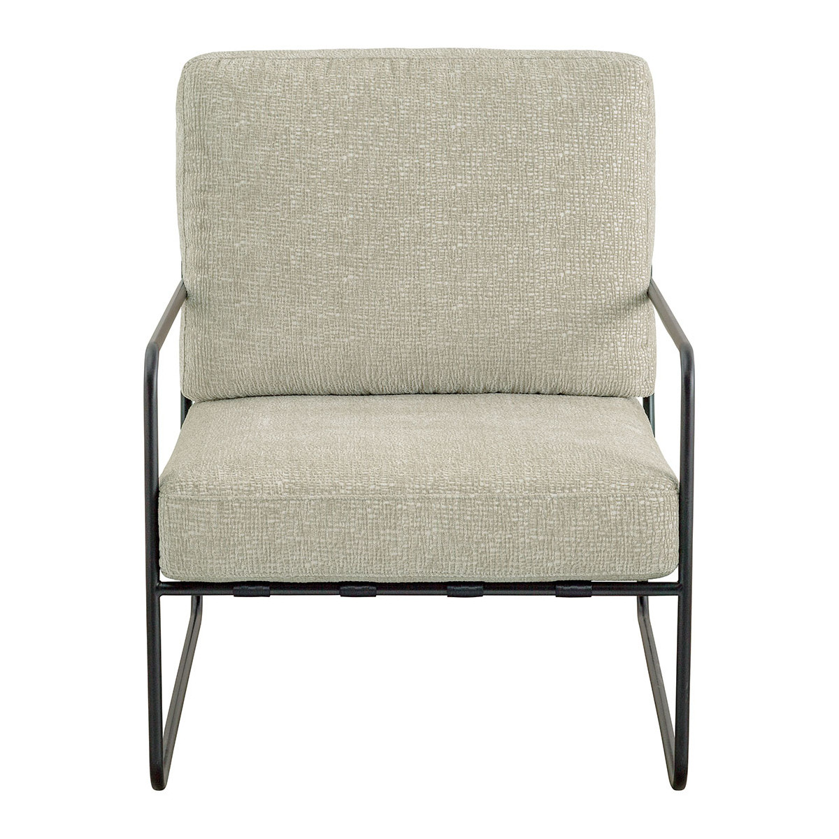Fauteuil GASPARD en tissu jacquard de velours et métal - Sable, BLANC D’IVOIRE