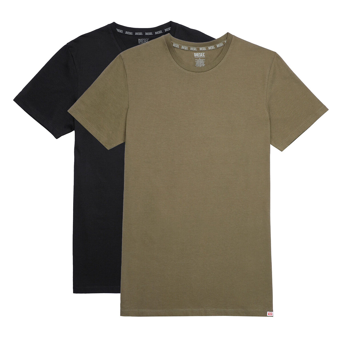 Pack of 2 Plain T-Shirts in Cotton with Crew Neck