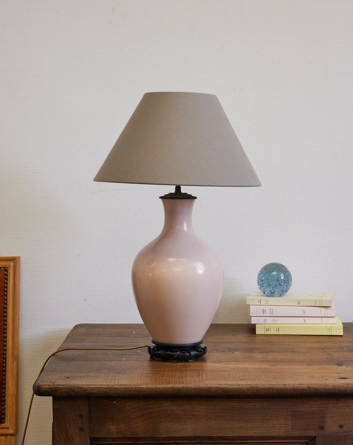 Lampe à poser rose Suzanne N°502 - Bon état, DEBONGOUT