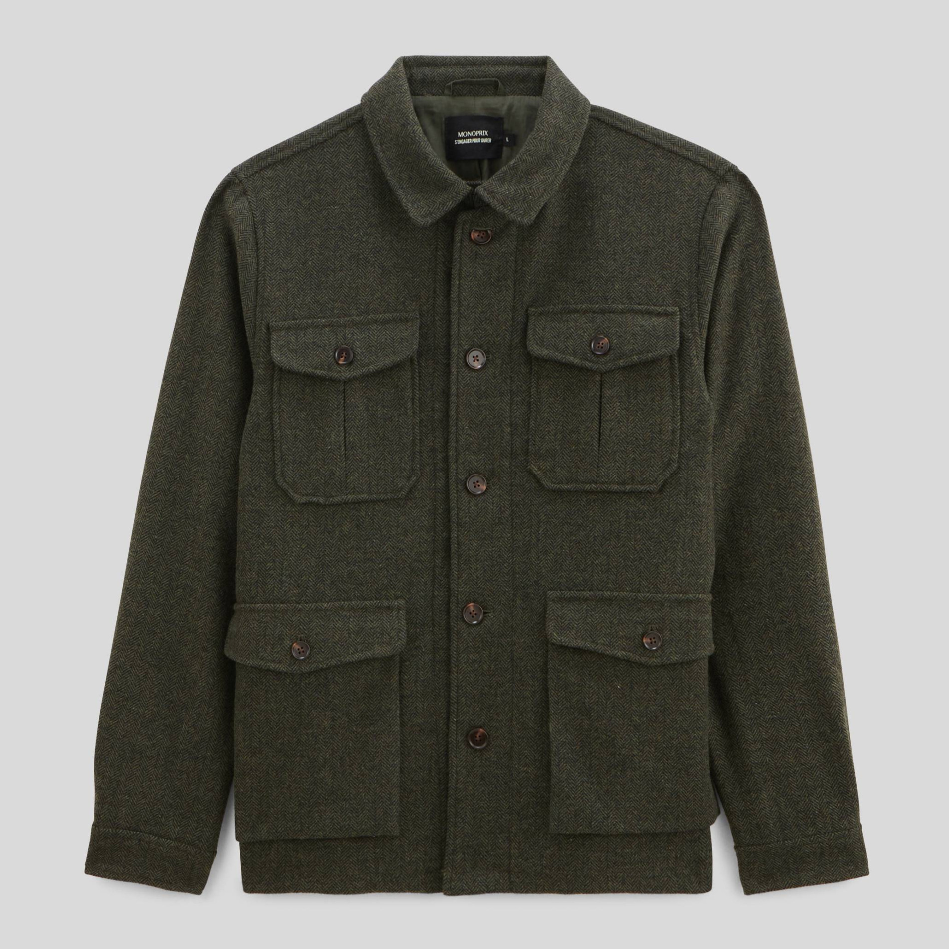 Veste en laine a chevrons bucheron Monoprix La Redoute