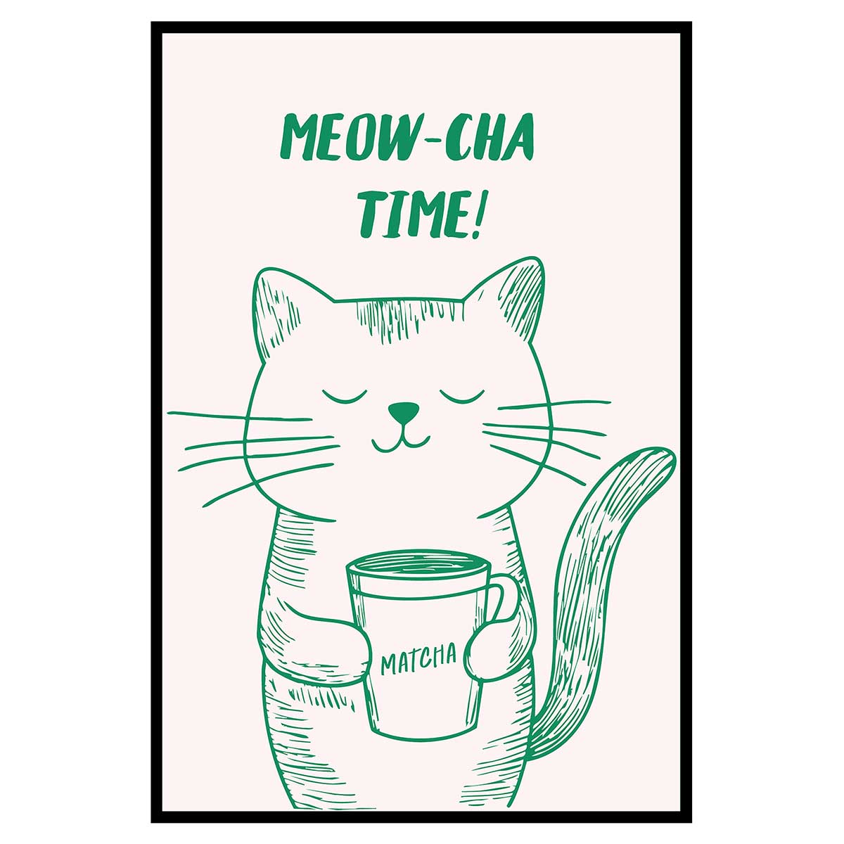 Affiche encadrée chat matcha humour, HEXOA