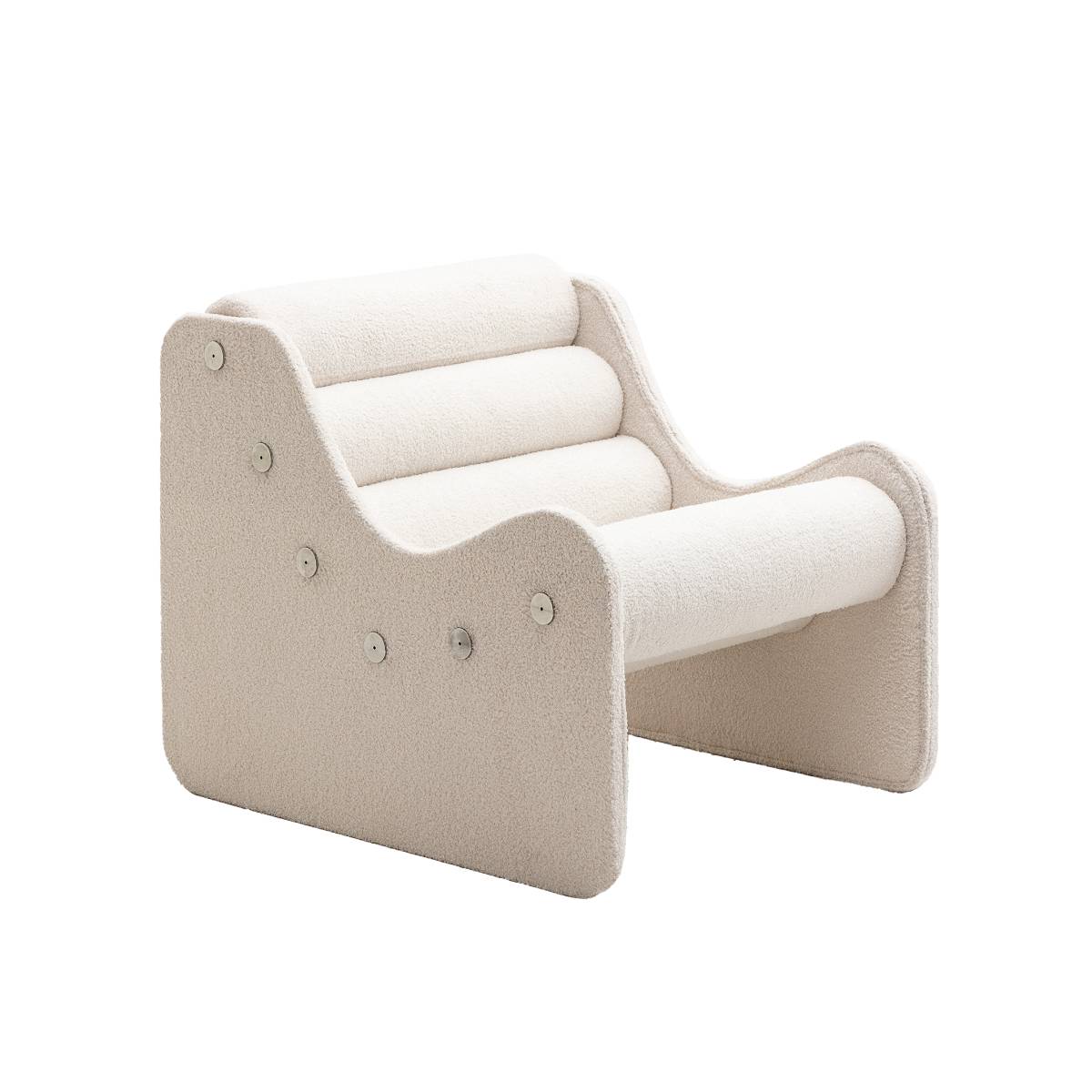 Fauteuil en tissu bouclette ATHÉNA, MADE IN MEUBLES