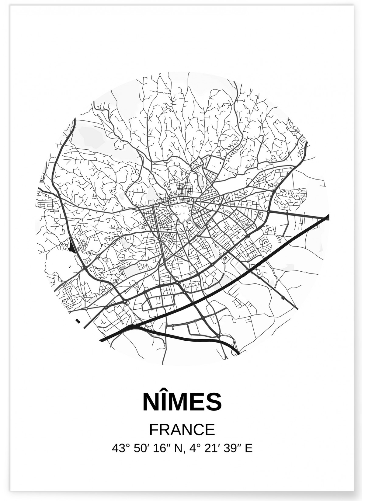 Affiche Carte Nîmes, L'AFFICHERIE