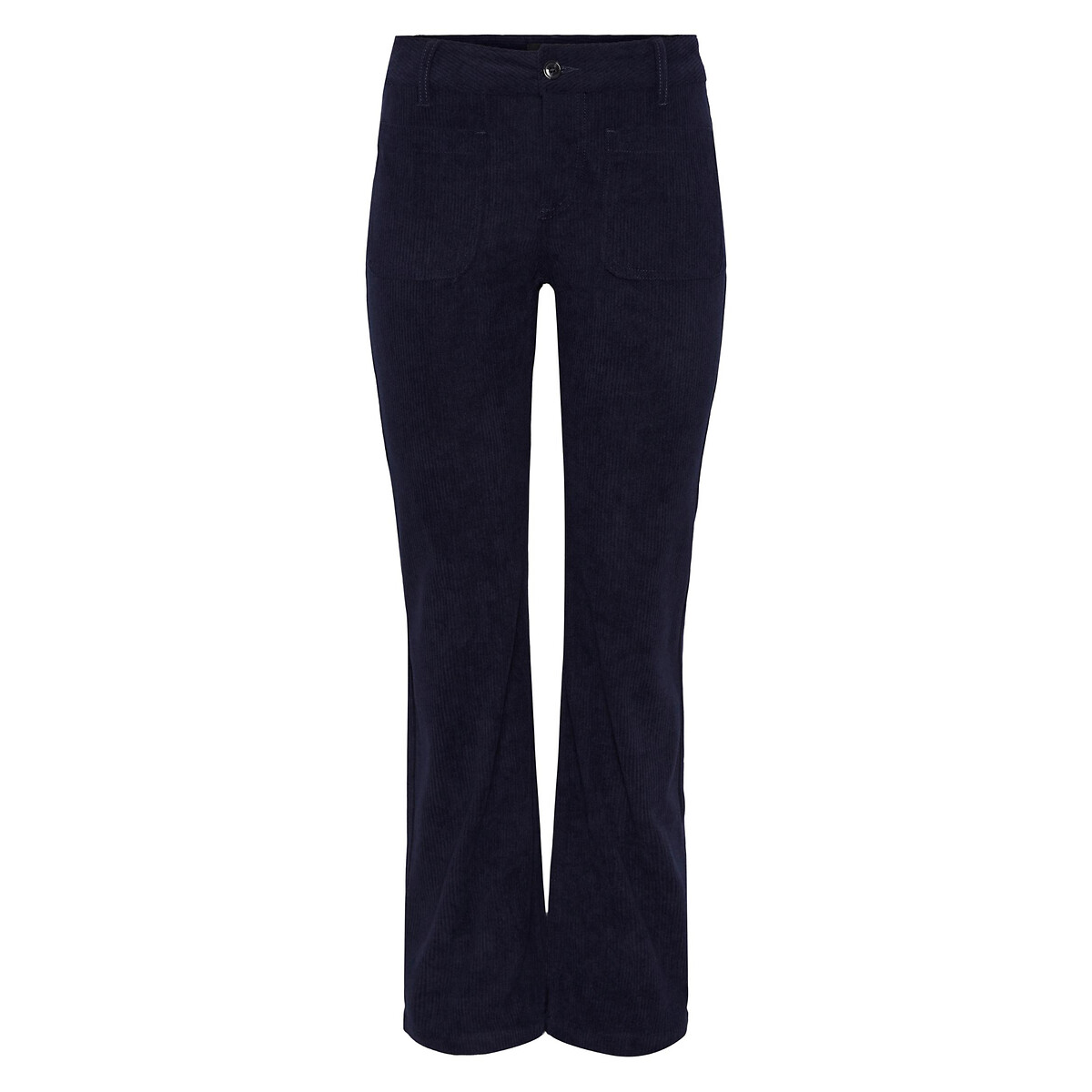Image of Corduroy Flared Trousers with High Waist
