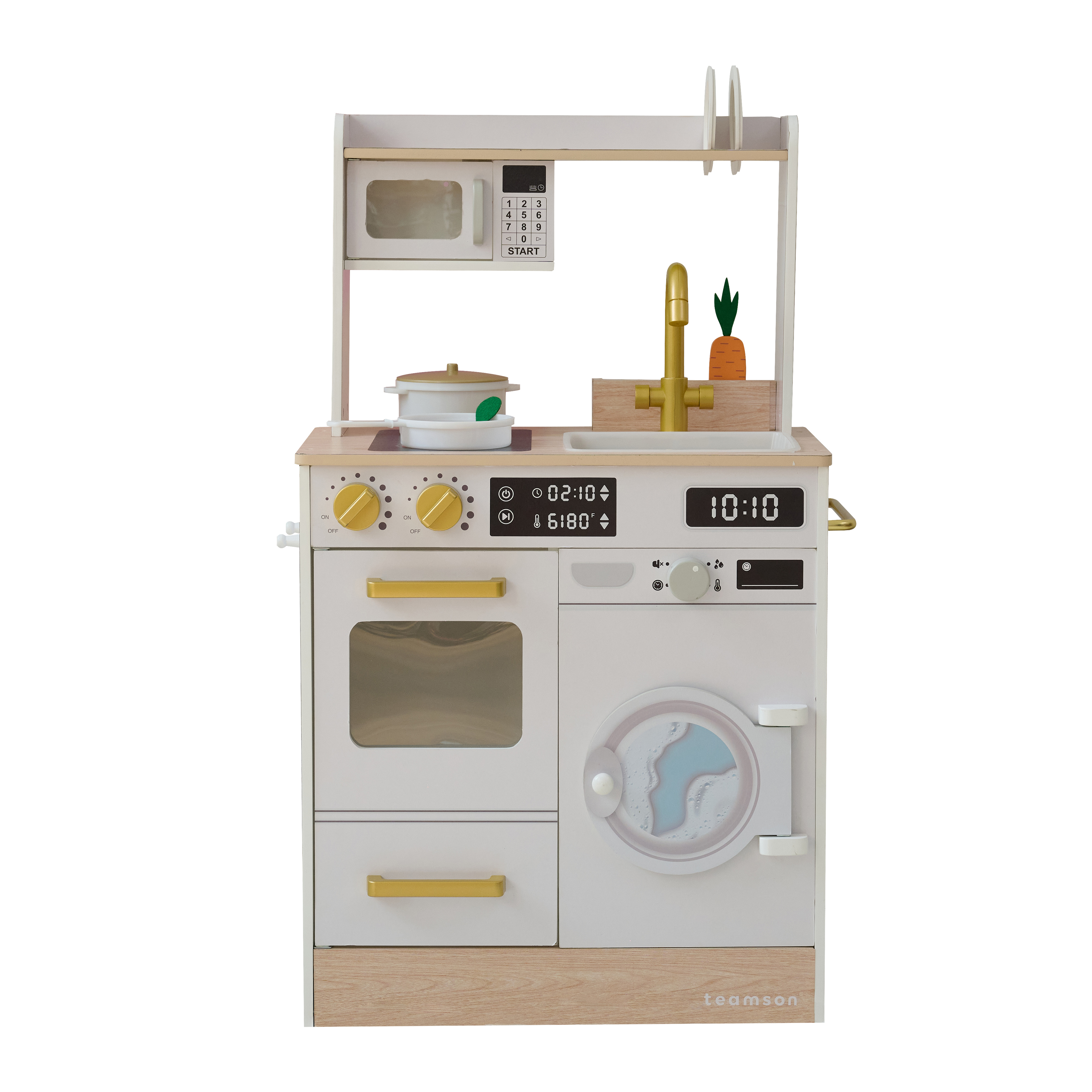 Cuisine bois enfant potager et machine à laver blanche, LITTLE CHEF, TEAMSON KIDS
