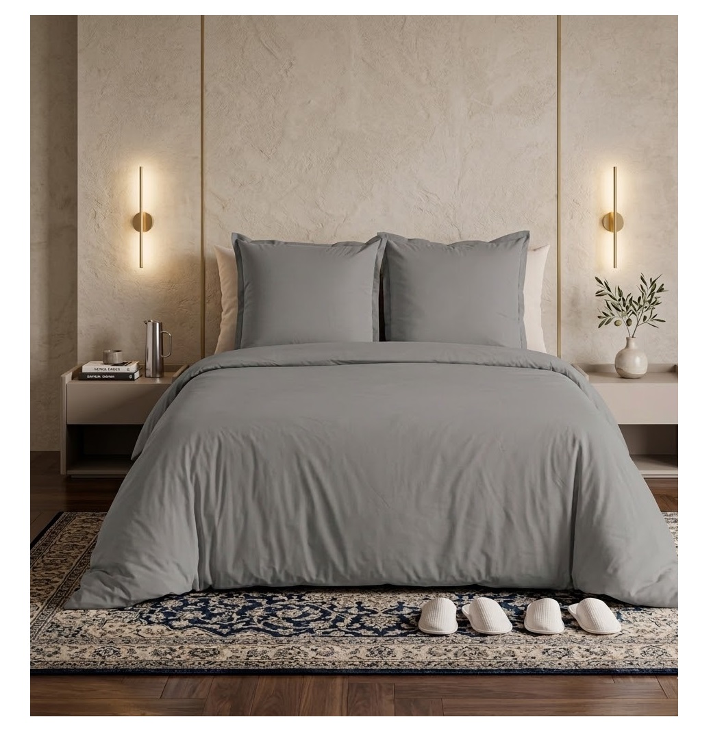 Parure de lit Collection Percale de coton Uni, EDEN