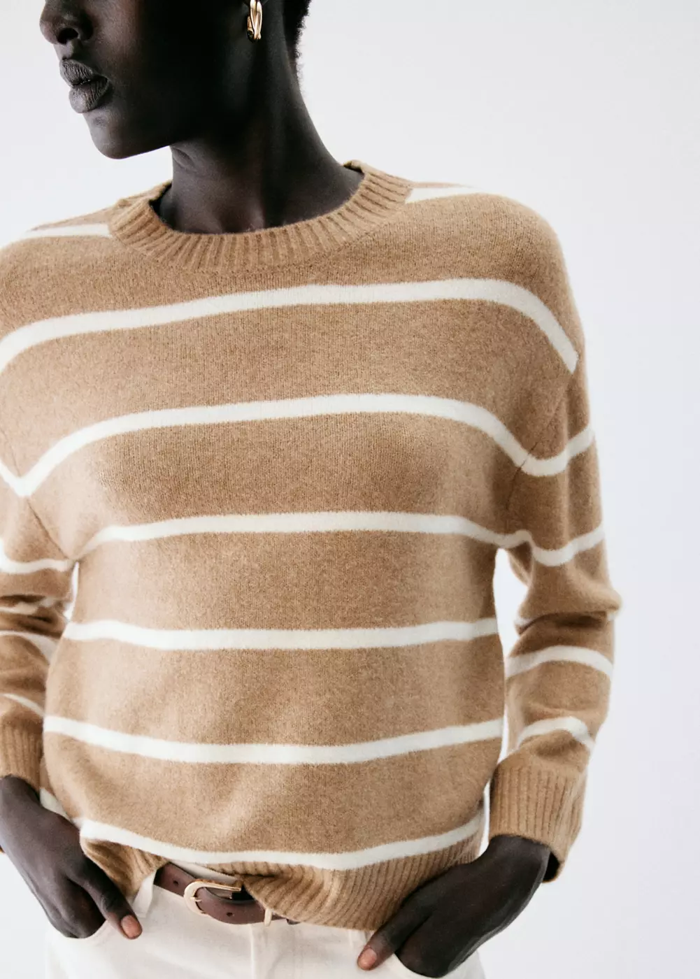 Pull-over rayé col rond, MANGO