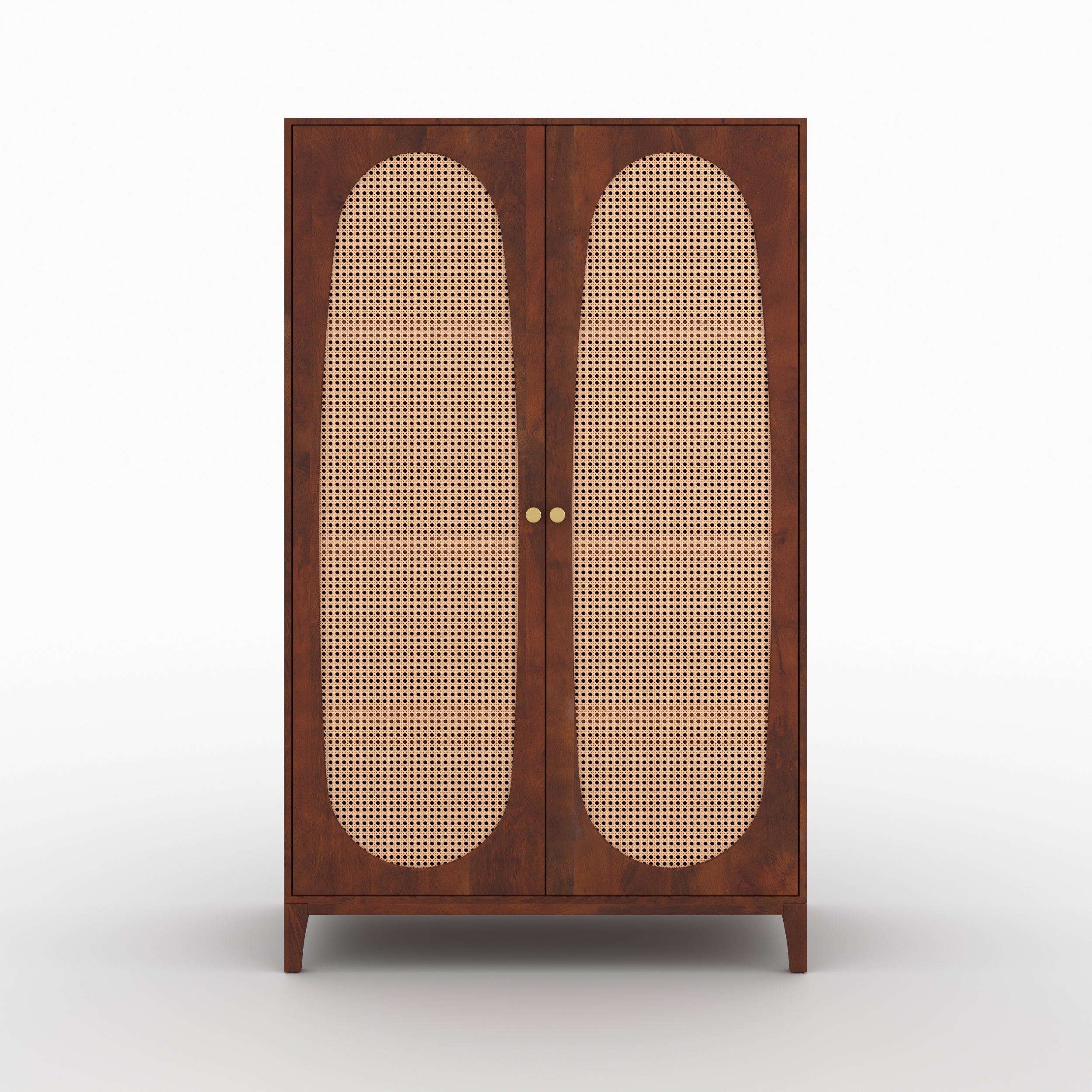 Armoire en bois de manguier et cannage, 2 portes, penderie et étagères - LANKA, MAISON PAVANE