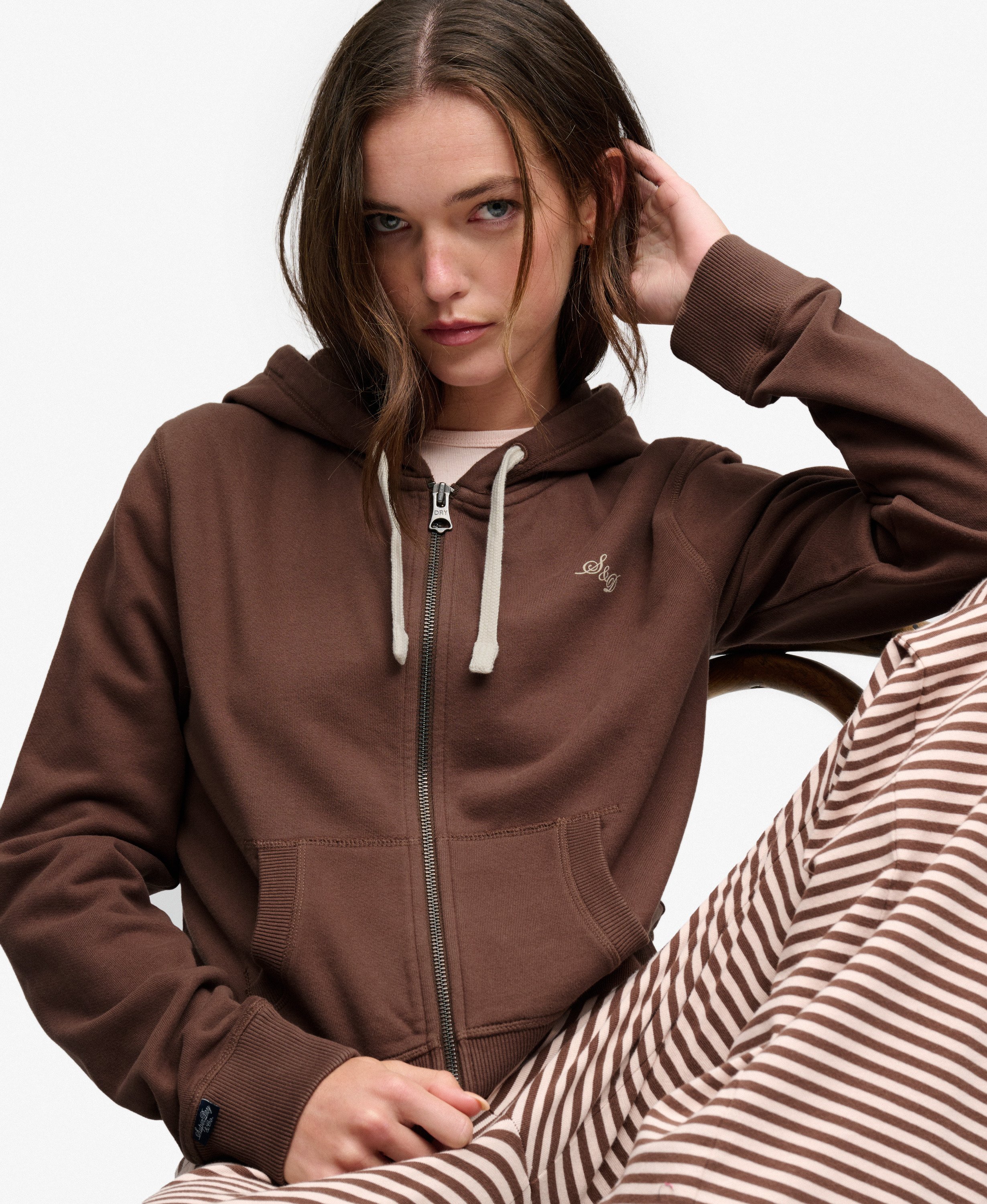 Sweat zippé à capuche Athletic Essentials Crop Coupe Décontractée, SUPERDRY