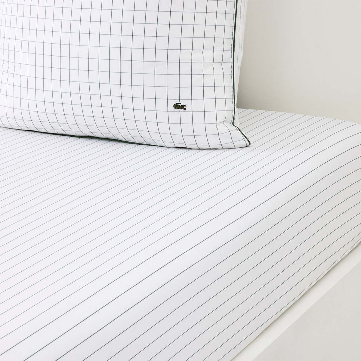 Drap housse en percale de coton, L TENNIS NET, LACOSTE HOME