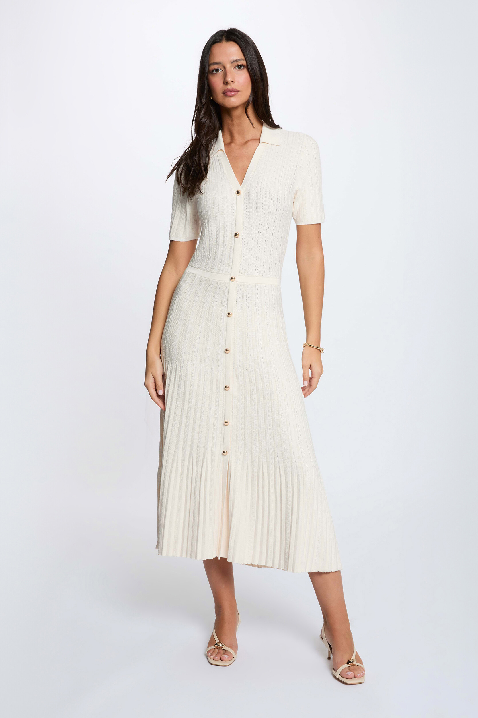 Robe tricot col à revers, MORGAN