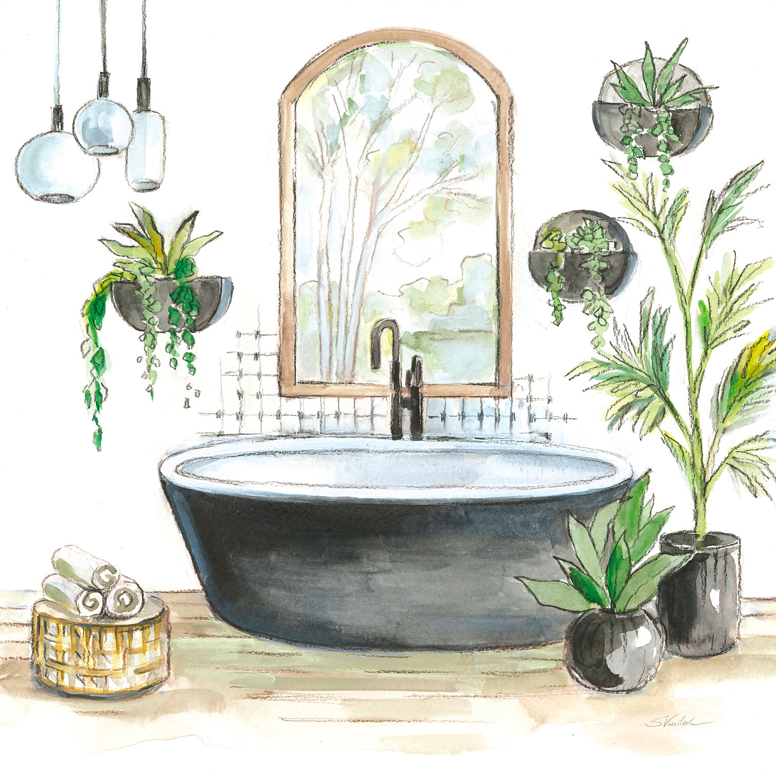 Tableau deco Baignoire de rêve vert, HEXOA