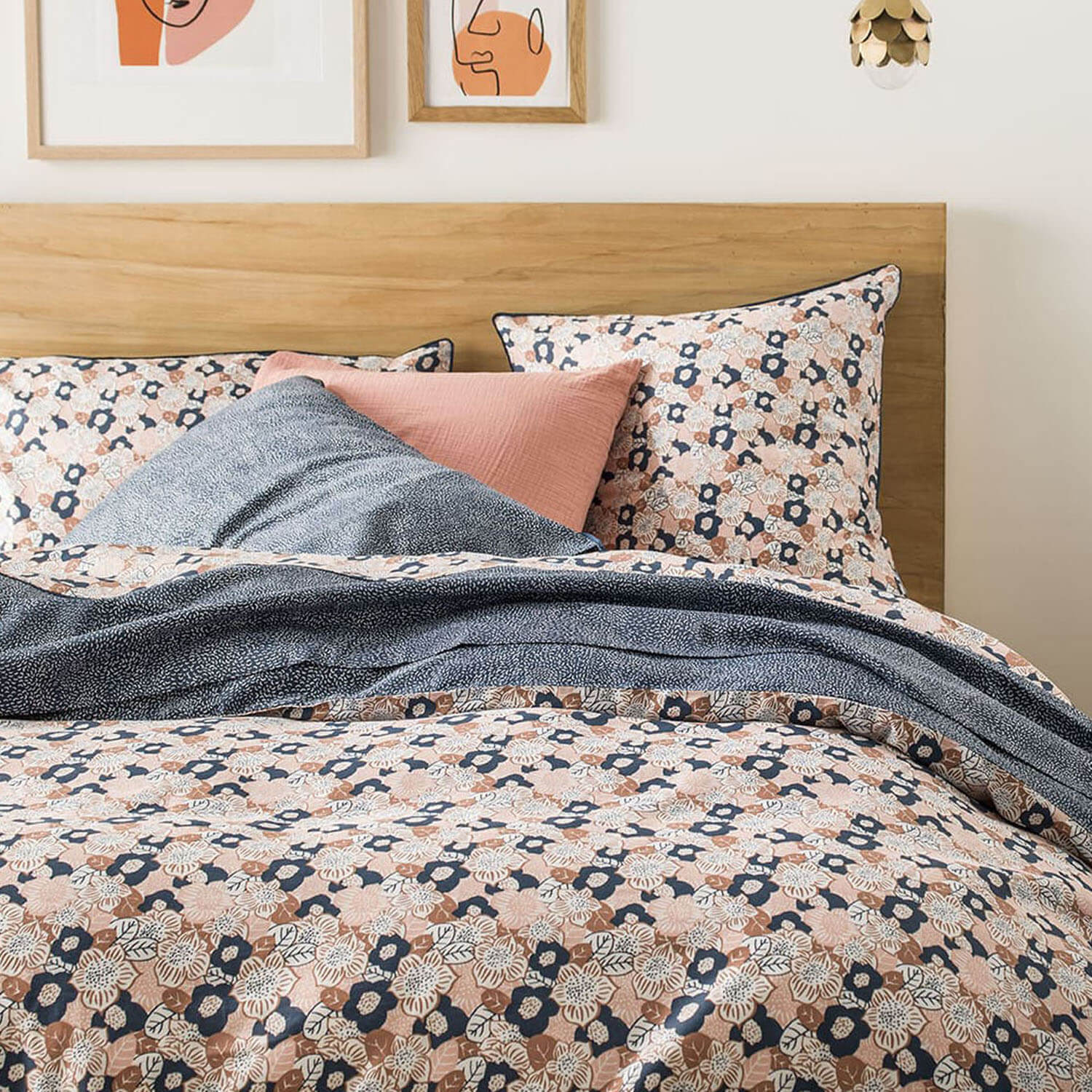 Housse de couette imprimée en satin de coton, ADÈLE, ESSIX