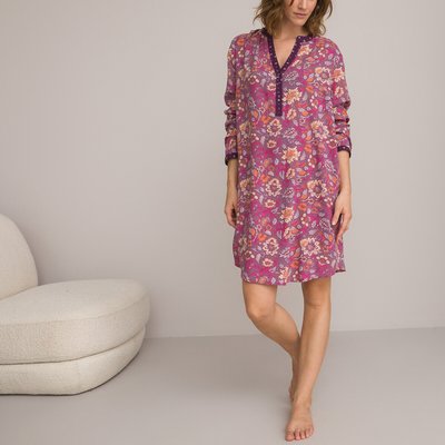 Floral Print Nightshirt with Long Sleeves LA REDOUTE COLLECTIONS