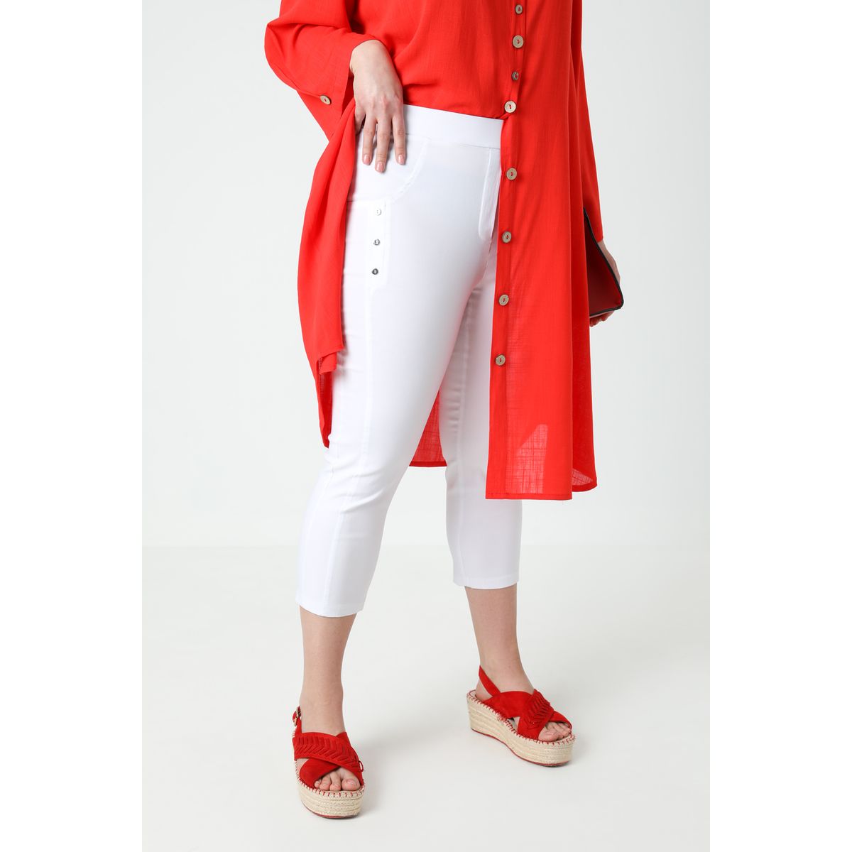Pantalon Blanc Coton Stretch JJ GARELLA - Taille 40 (FR 44) - Excellent état