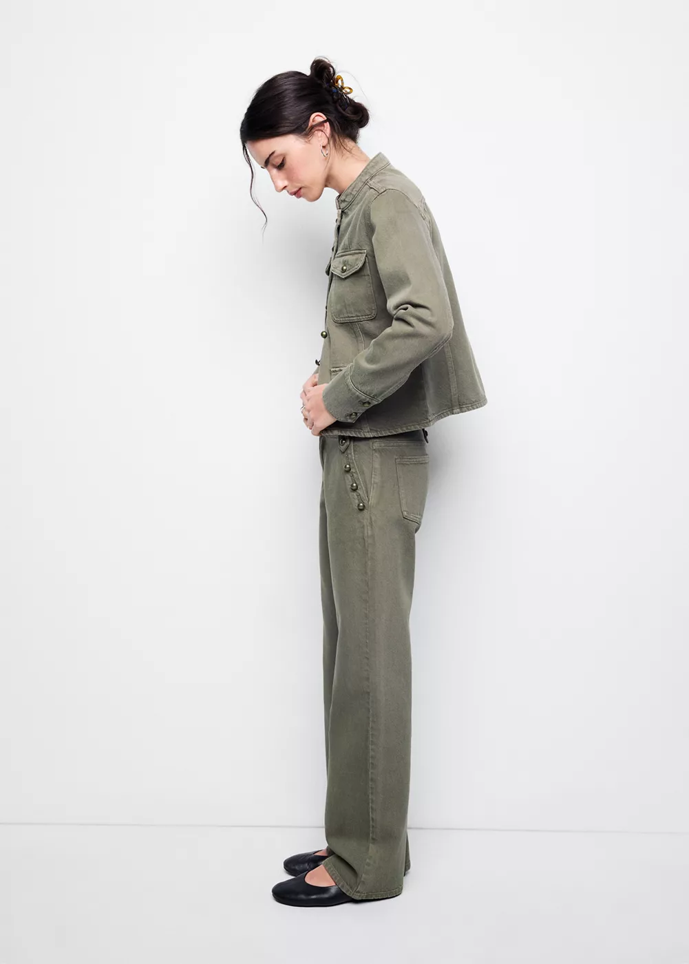 Jean taille basse à boutons, MANGO TEEN