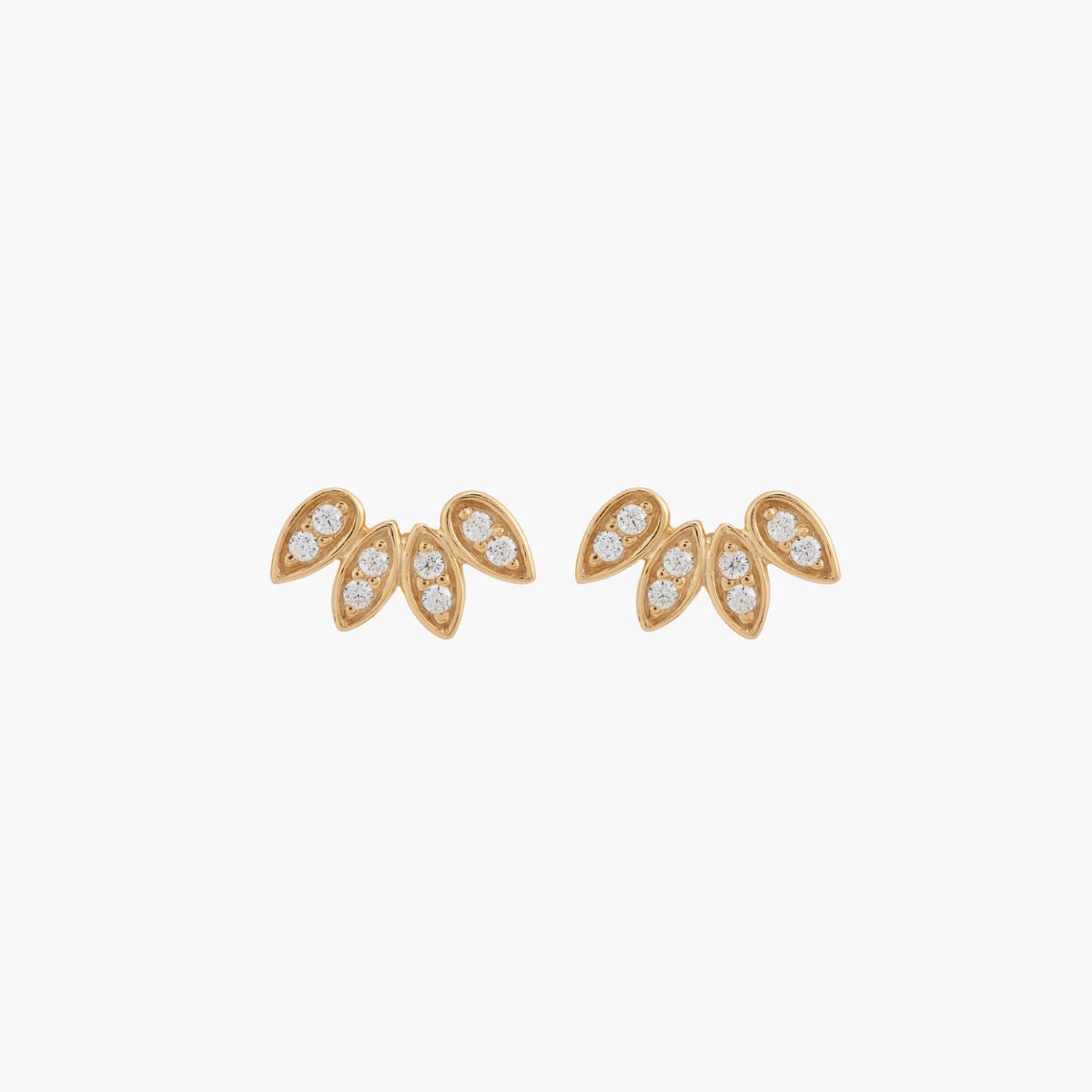 Puces d'oreilles pétales de zircon - argent 925 doré, BALABOOSTE