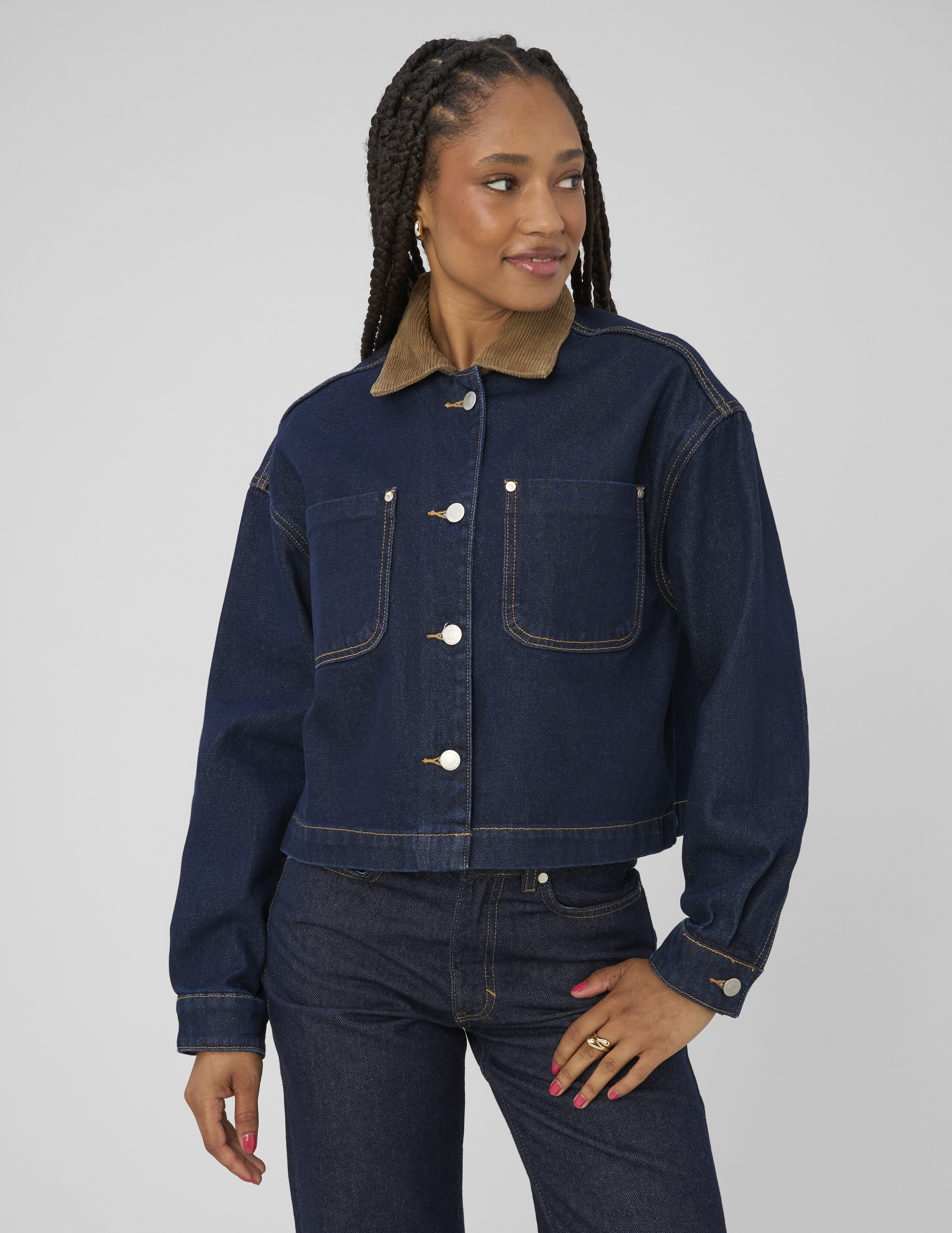 Veste en jean col velours, BZB