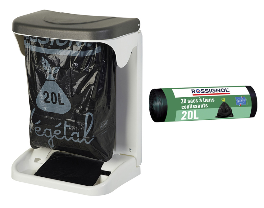 Poubelle intérieur placard cuisine 20L avec dérouleur de sac et 20 sacs poubelle 20L - INO, ROSSIGNOL