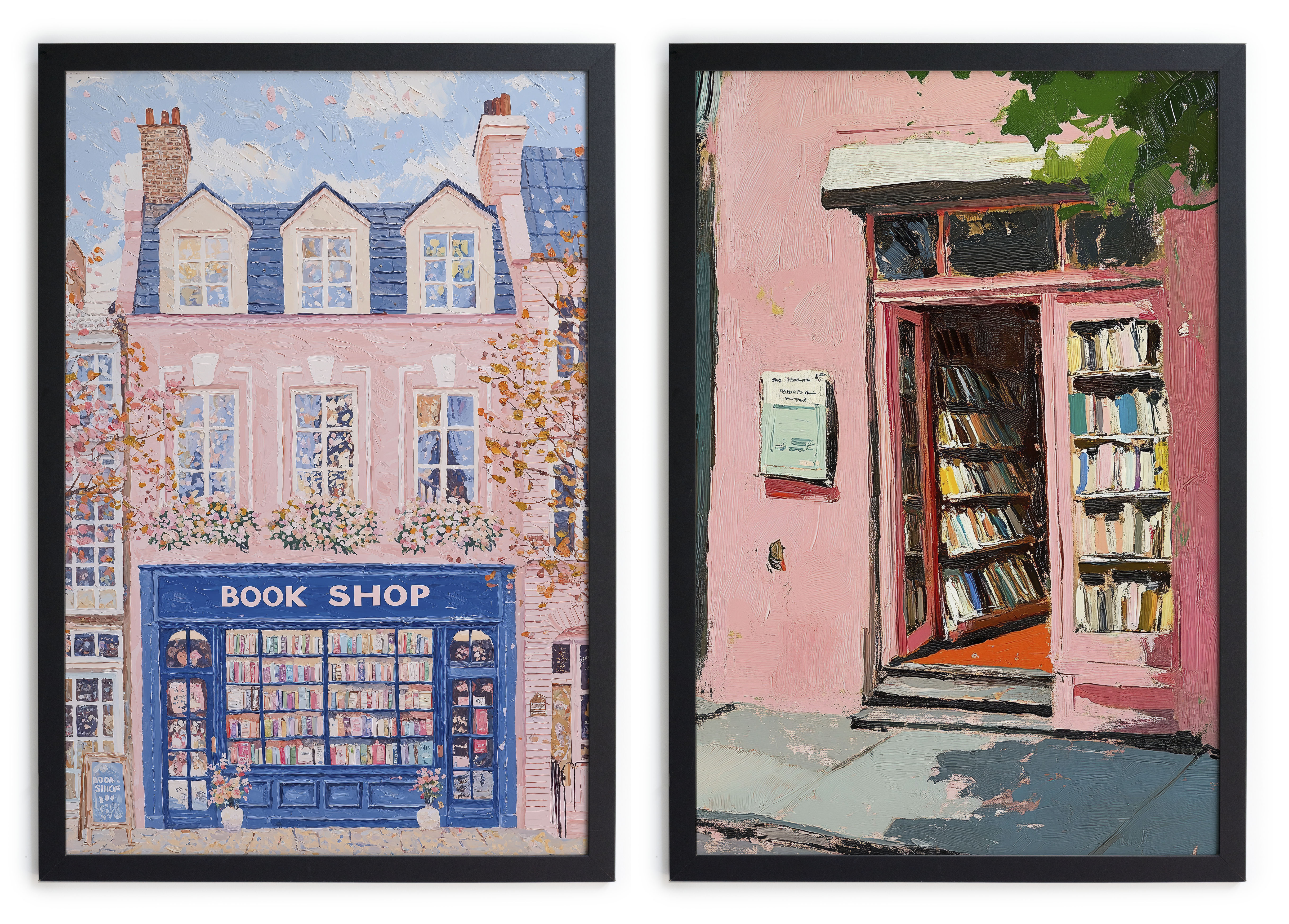 Set 2 Tableaux avec cadre noir 40x30 Librairie, REALLY NICE THINGS