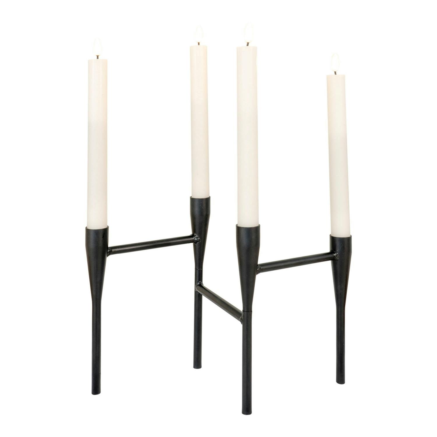 Bougeoir design en métal noir pour 4 bougies, PIER IMPORT