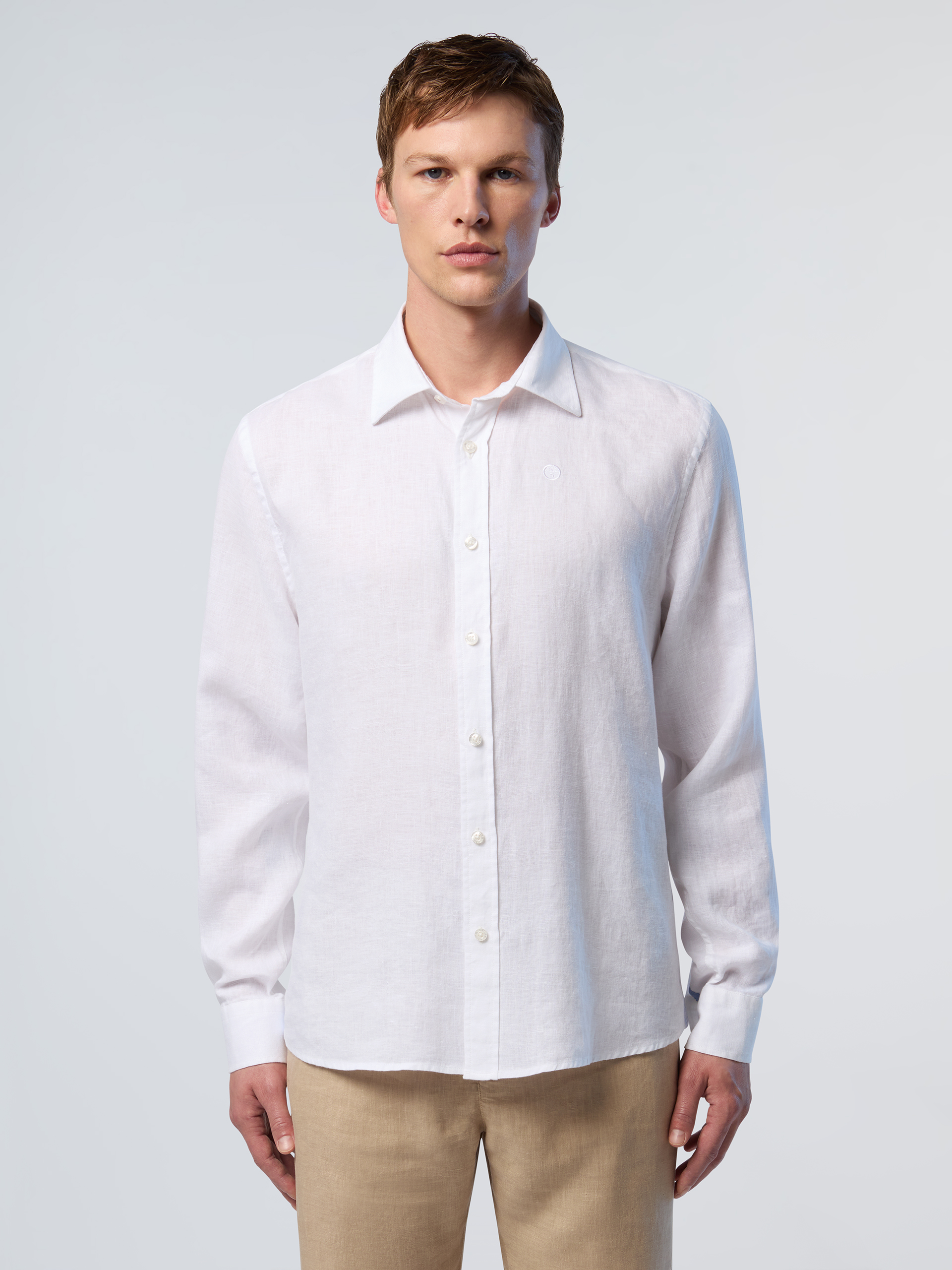 Chemise en lin avec logo brodé, NORTH SAILS