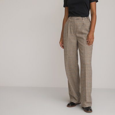 Wide Leg Trousers in Houndstooth Check LA REDOUTE COLLECTIONS