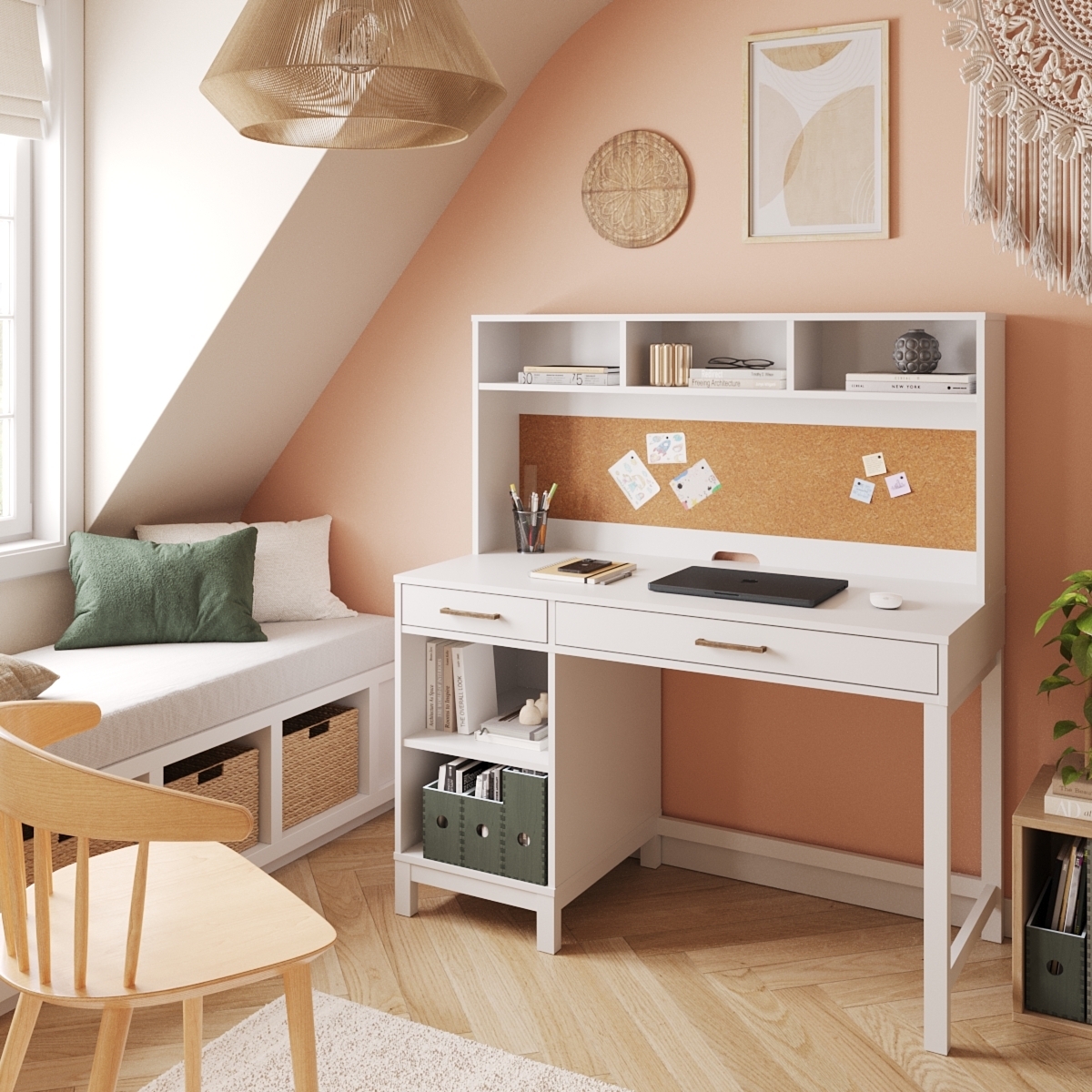 Bureau 2 tiroirs avec sur meuble TRAVIS, AKITEN RETAIL